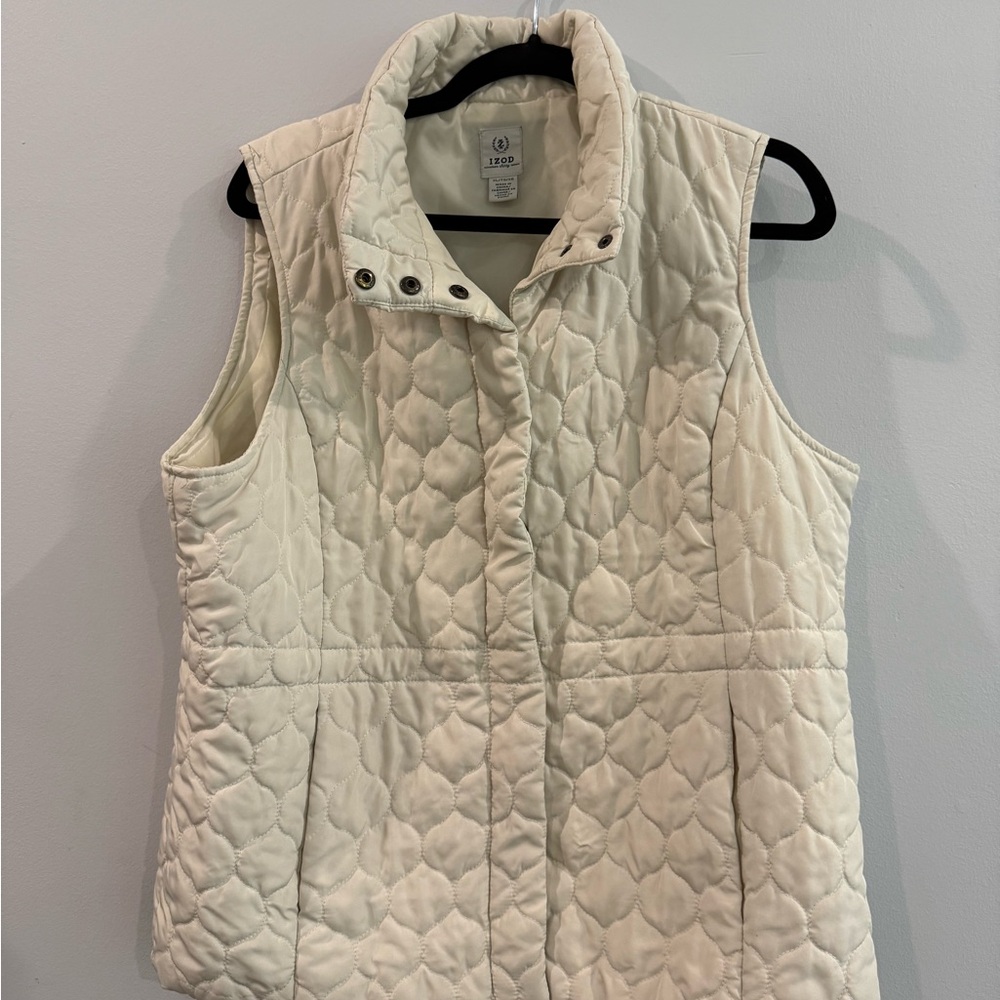 IZOD Quilted Puffer Vest Women Size XL Inside Waist Drawstring